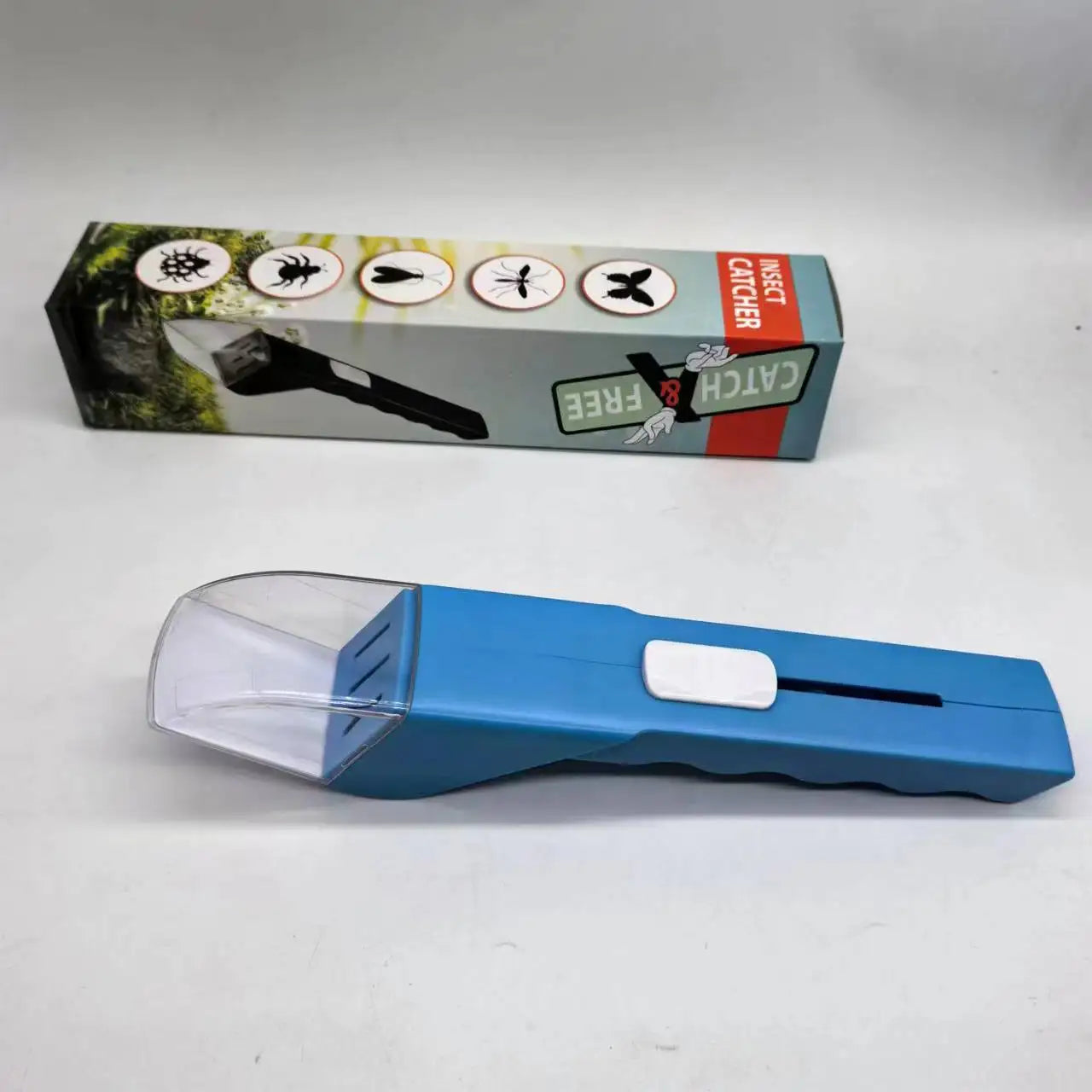 Portable Handheld Insect Catcher Transparent Push Type Insect Observer Contactless Bug Catcher Children's Insect Catching Tools Oasis Select Blue