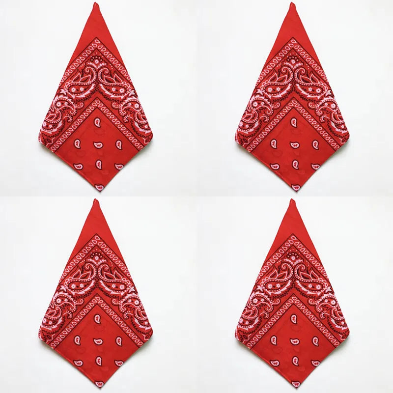 1/4pcs Men Women Bandana Hairband Cowboy Mens Biker Sports Headwear Wrist Hairwrap Single Sided Head Wrap Scarf Paisley Oasis Select 4pcs Red