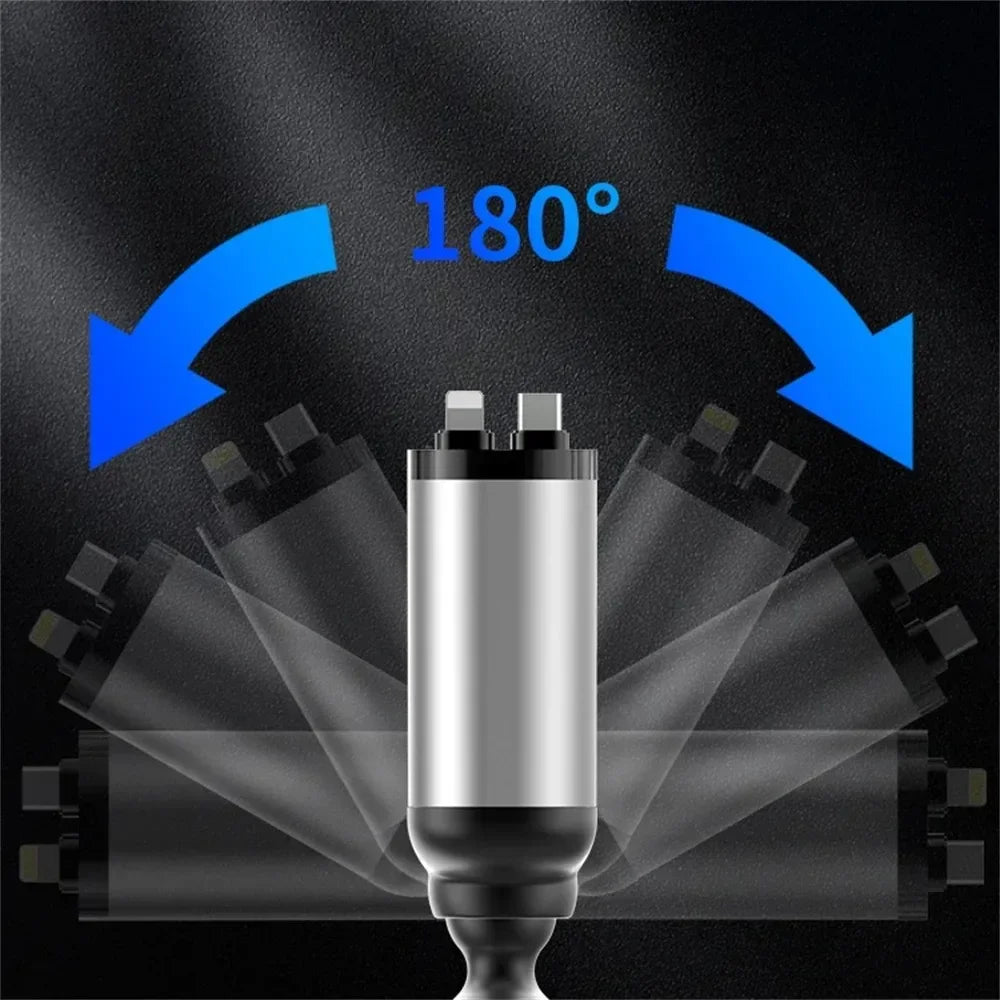4 in 1 120W Car Charger Retractable Car Cigarette Lighter Adapter USB Type C Fast Charger Cable For IPhone Xiaomi Huawei Samsung Oasis Select