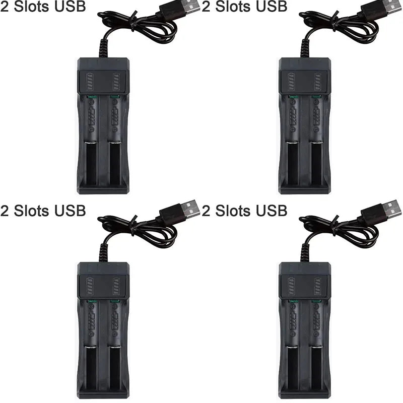 1-5Pcs 18650 Battery Charger Black 1 2 4 Slots AC 110V 220V Dual For 18650 Charging 3.7V Rechargeable Lithium Battery Charger Oasis Select 2 Slots USB-4pcs