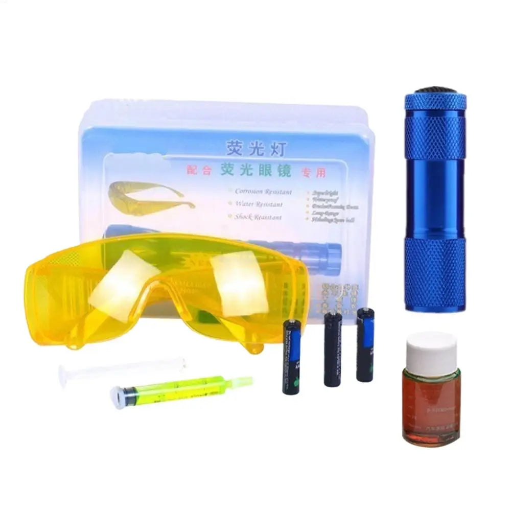 Car AC Leak Detector Kit Refrigerant Leak Test Detection Tool Kit Leakage Tester Light Professional Versatile Car repair Tool Oasis Select Blue