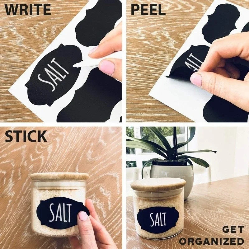 150pcs Waterproof Chalkboard Labels Spice Organizer Label for Household Kitchen Jars Blackboard Stickers Oasis Select