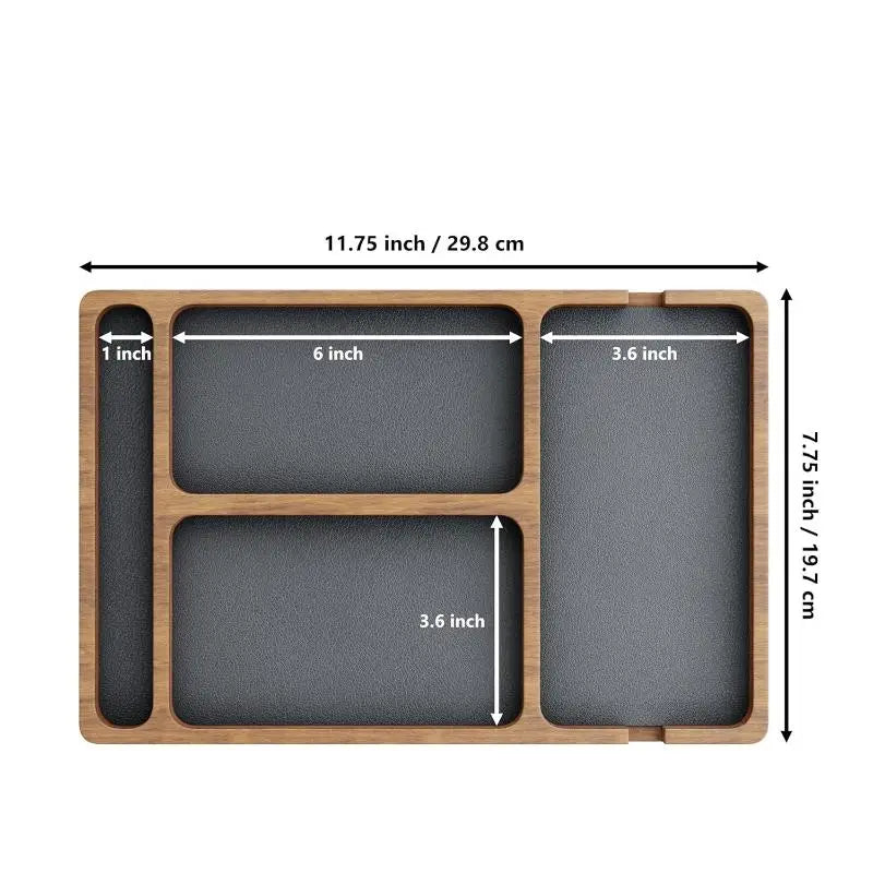 Wooden Office Desktop Storage Box Solid Wood Partition Storage Box Mobile Phone Headphone Debris Storage Box Wooden Storage Tray Oasis Select