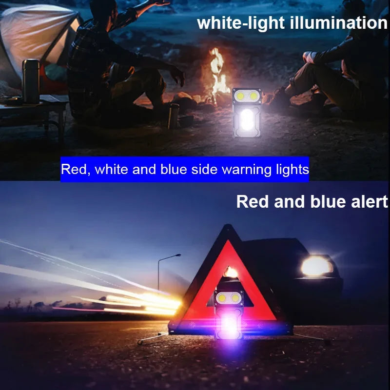 2024 New Multifunctional COB Flashlight Ajustable Angle LED Outdoor Torch Portable Keychain Light Magnetic Camping Warning Lamp Oasis Select