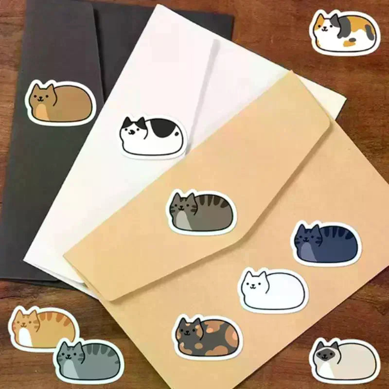 500PCS Kawaii Cartoon Cat Tuo Tuo Roll Stickers Skateboard Laptop Luggage Skateboard Phone Gift Waterproof Phone Cute Sticker Oasis Select