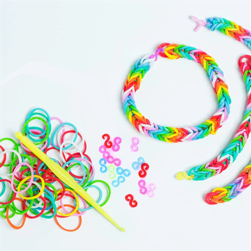 600pcs Loom Rubber Bands Kit Bracelet Making Kit for Kids Elastic Weaving Lacing DIY Crafting Gift Girl Oasis Select