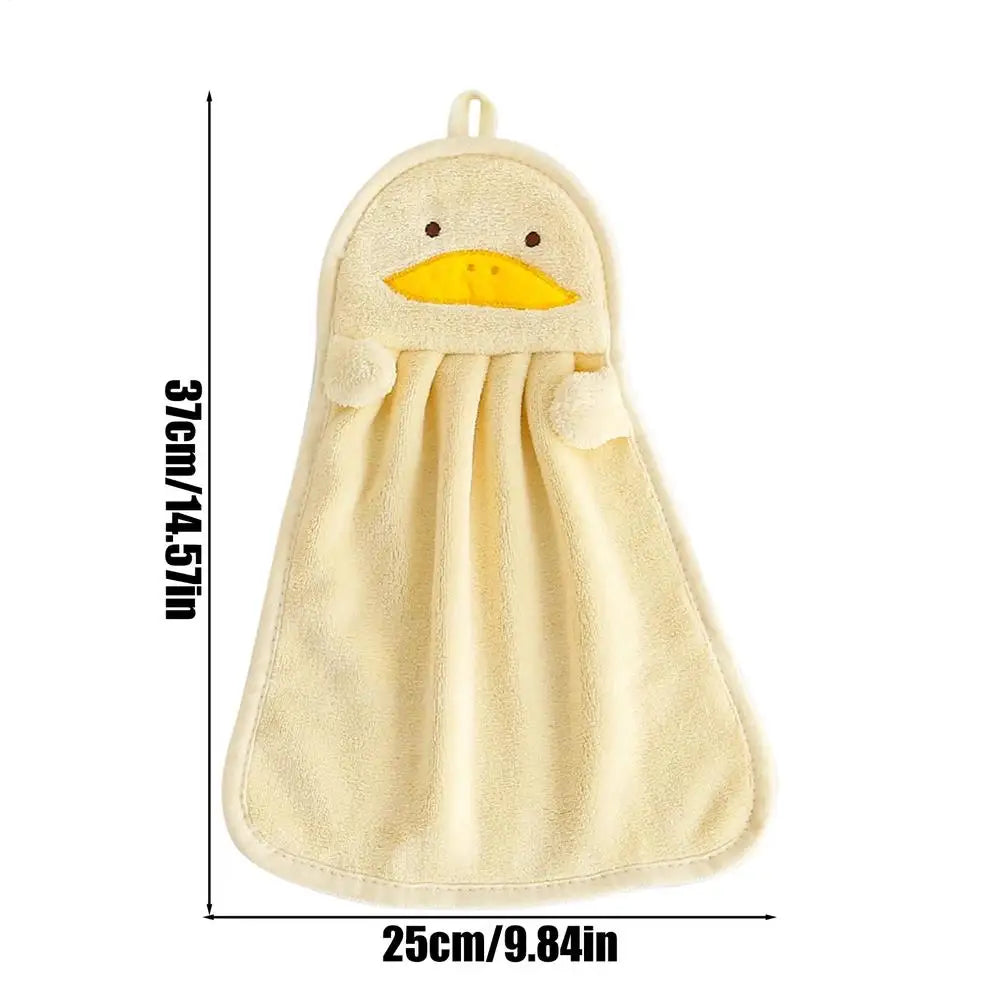 Hand Towels Absorbent Velvet Hand Towel Cute Animal Design Household Hanging Kitchen Dishwashing Towel for Home Bathroom Oasis Select Yellow