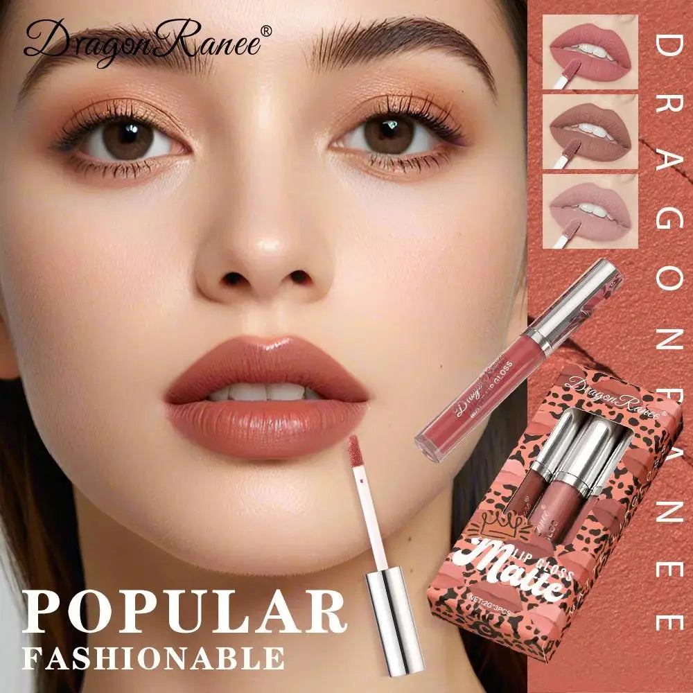 Dragon Ranee 3-Pack Matte Lip Gloss Set | Waterproof Liquid Lipstick
