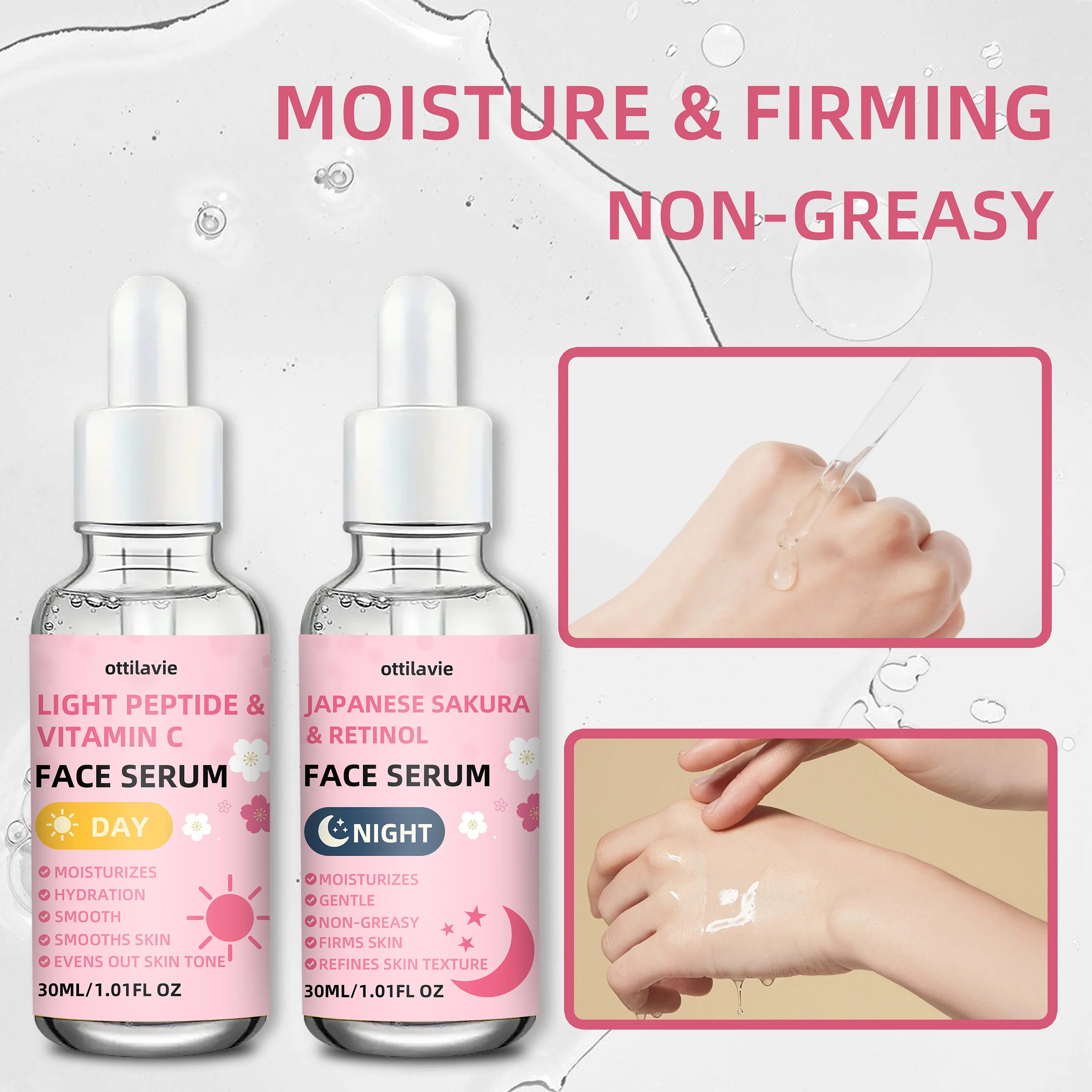 Sakura Retinol & Vitamin C Face Serum Set | 24H Hydration 2pc Face Serum Set Oasis Select