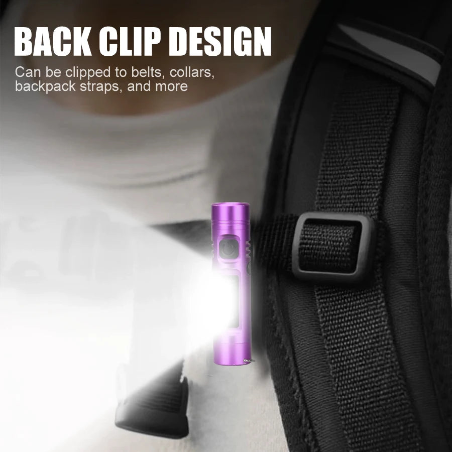 Mini LED Keychain Flashlight USB Rechargeable – 9 Modes, UV