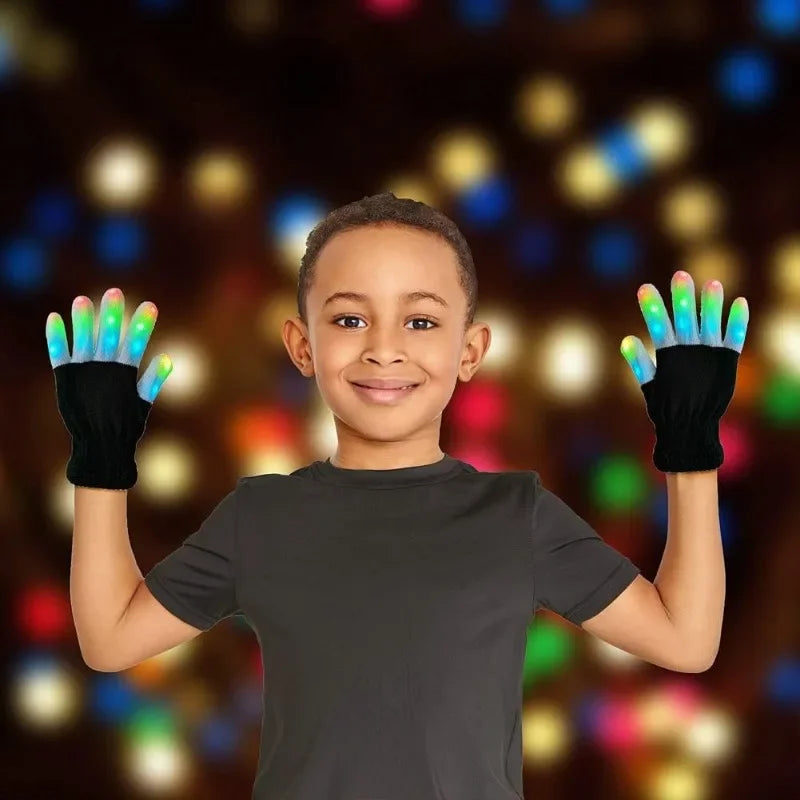 LED Light Night Glowing Gloves Finger Lighting Flashing Glow Mittens Glitter Gloves for Entertainment Rave Party Glow Gloves Oasis Select