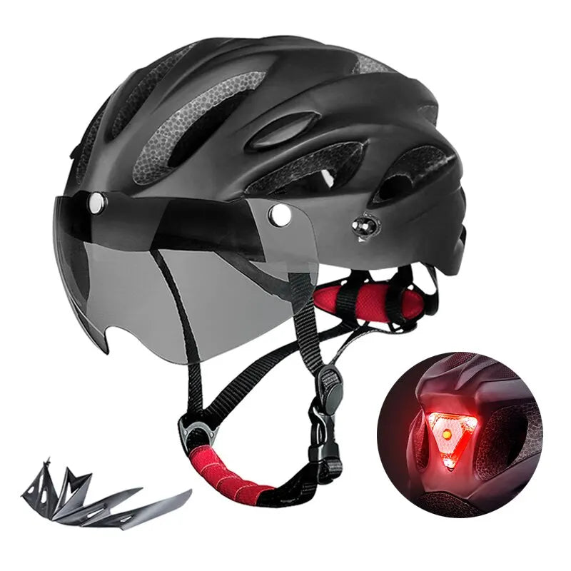 Bike Helmet with LED Tail Light Adult Cycling Helmet Fit 58-62cm Lightweight Breathable Colorful Bicycle Helmets Accessories Oasis Select