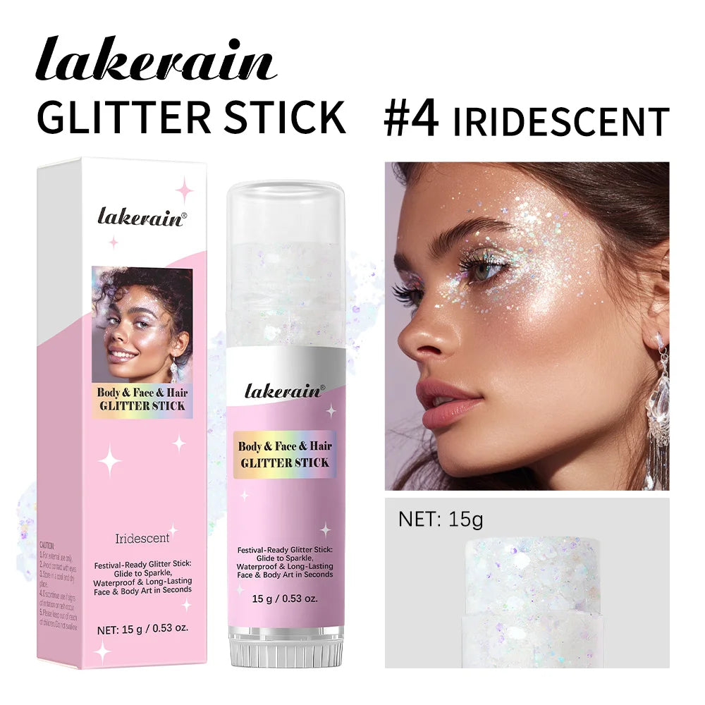Body Glitter Sequin Stick Gel Texture Long-Lasting Dazzling Smudge-Proof Rich Sparkling Glitter Body Art for Party Stage Makeup Oasis Select Iridescent
