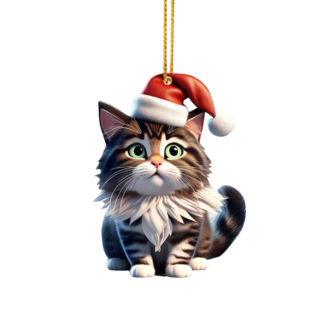 2025 Christmas Ball Cat Ornament 2D Acrylic Funny Cat Ornaments Christmas Tree Cat Hanging Decorations Home Party Xmas Decor Oasis Select Style B