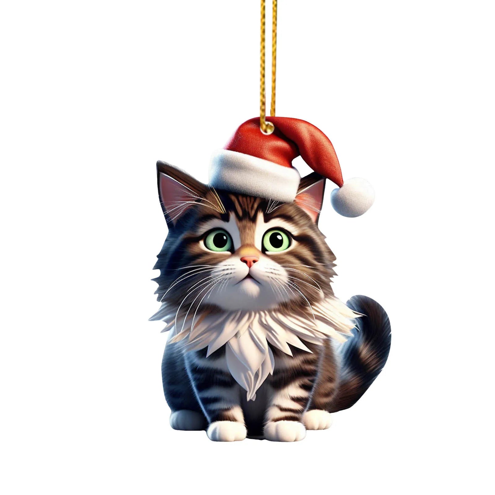 2025 Christmas Ball Cat Ornament 2D Acrylic Funny Cat Ornaments Christmas Tree Cat Hanging Decorations Home Party Xmas Decor Oasis Select Style B