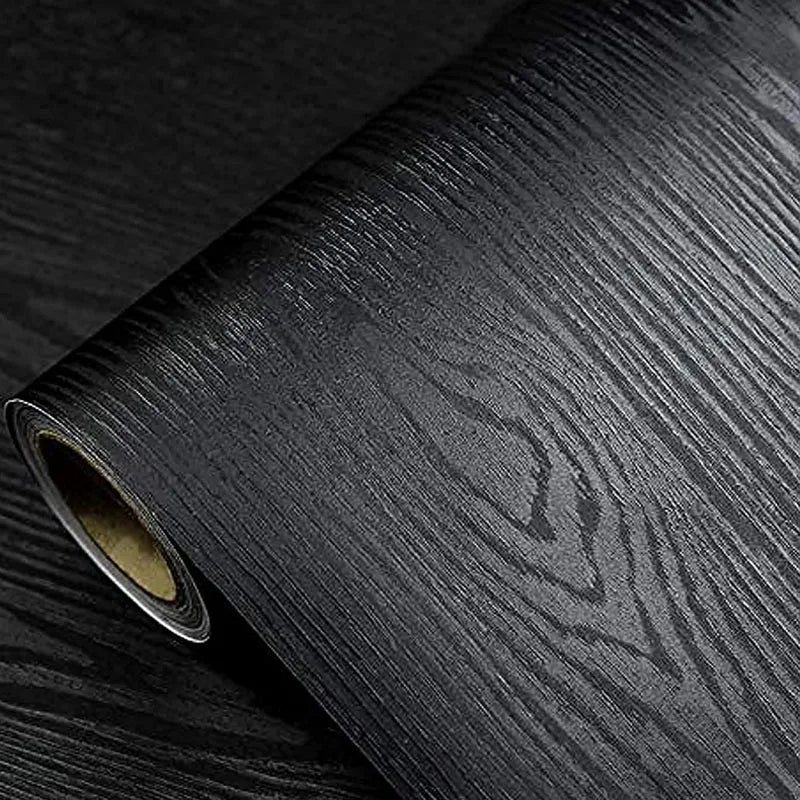 45cm PVC Furniture decorative paper black wood grain self-adhesive waterproof wallpaper kitchen cabinet table door wall stickers Oasis Select