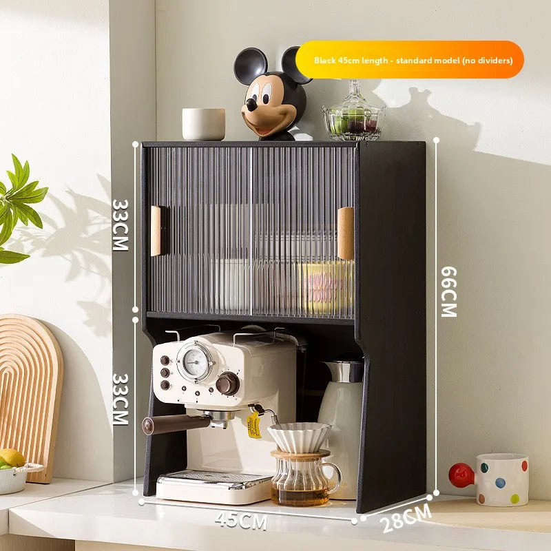 Cup storage rack desktop dining side coffee machine kettle storage cabinet multi-layer dustproof water cup tea set cup holder Oasis Select Black 45