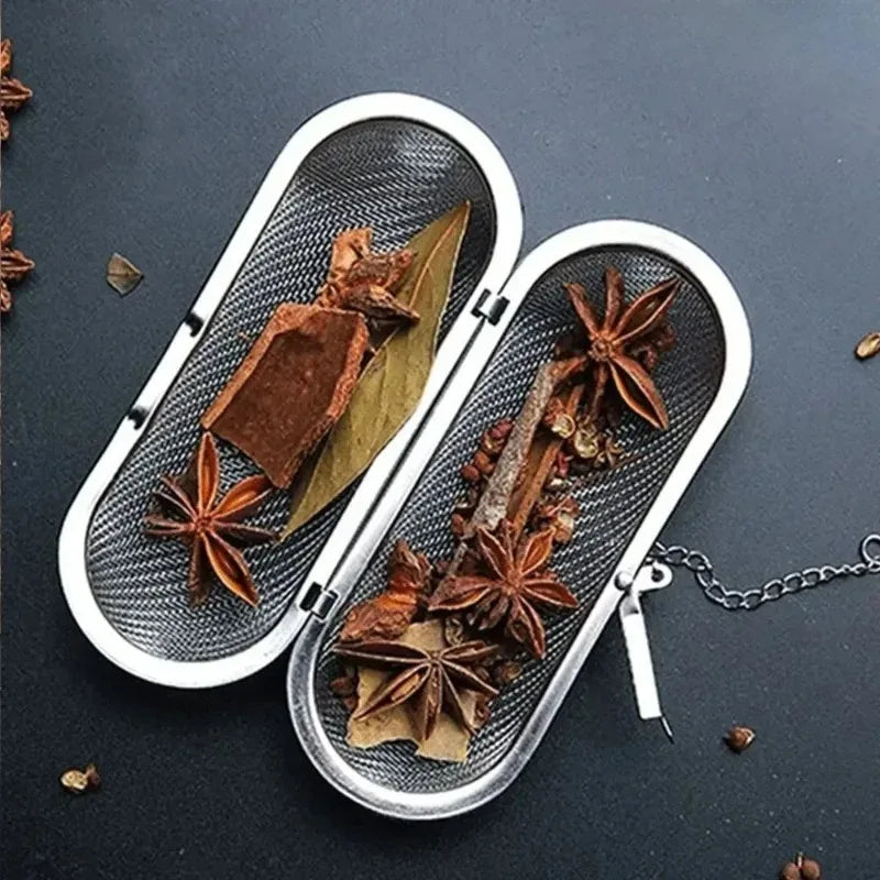 1PC Multipurpose Mesh Strainer for Tea Spices and Soups Easy To Use with Chain for Kitchen and Daily Drinks Stainless Steel Oasis Select