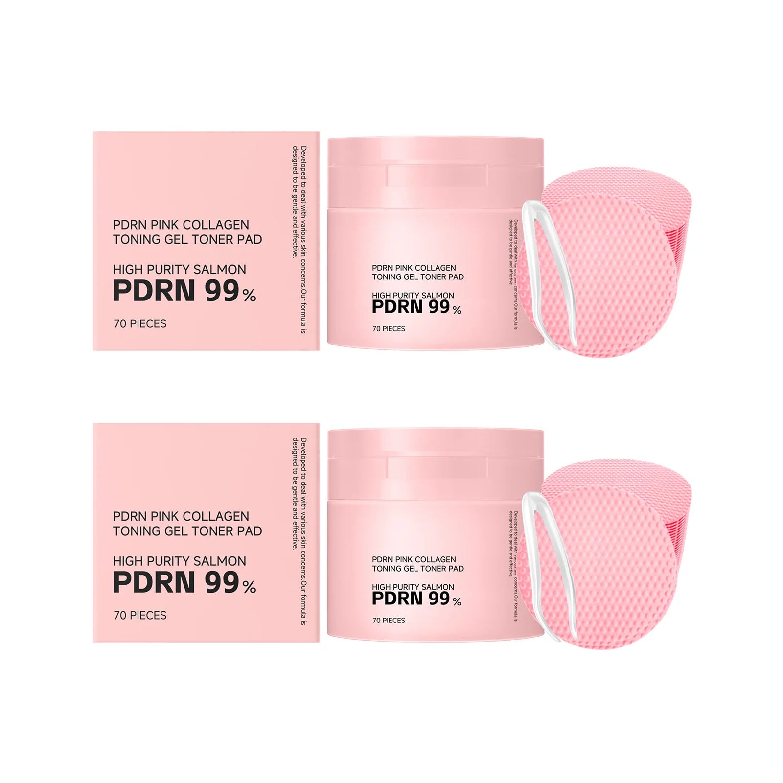PDRN Pink Collagen Toning Gel Toner Pad Hydrating Shrink Pores Brightening Improve Skin Elasticity Smoothing Firming Cotton Pads Oasis Select 2 x 70pcs boxed