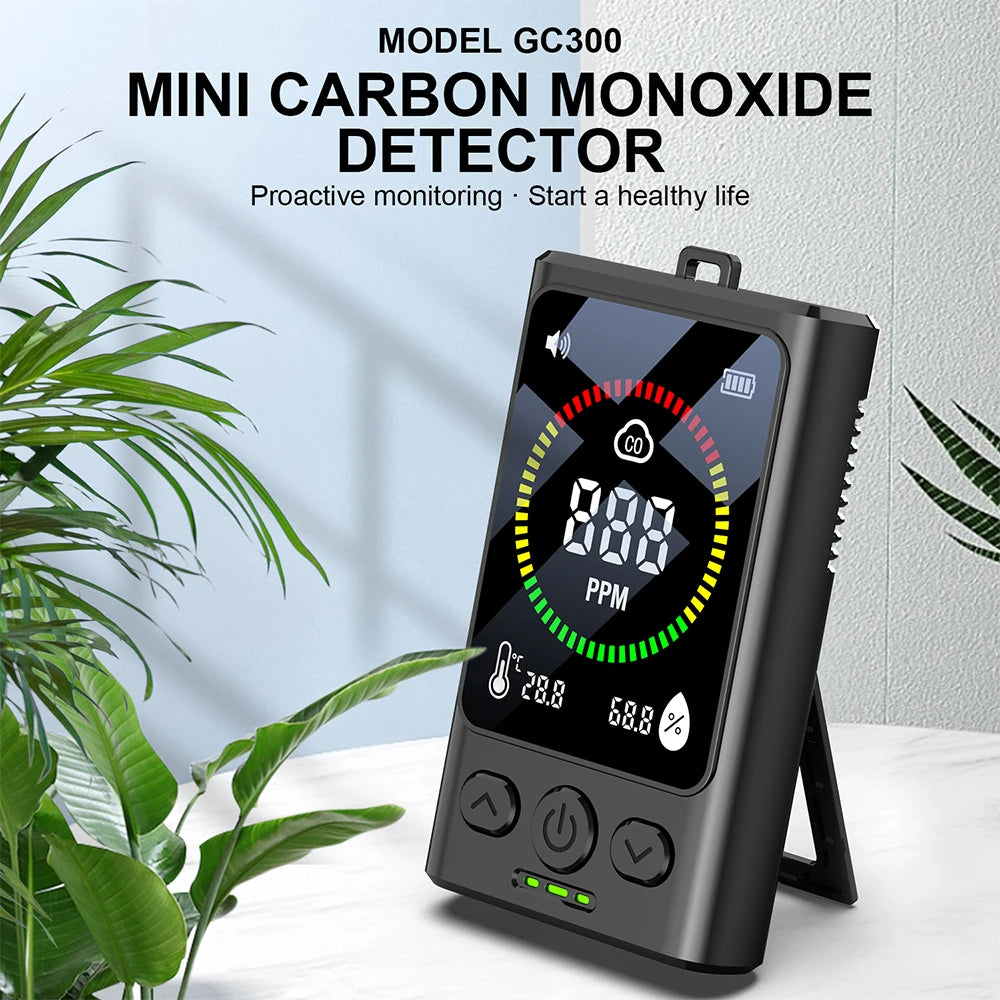 3-in-1 Carbon Monoxide Detector Rechargeable CO Detector with LCD Display Temp Humidity Monitor for Home Travel Hotel Indoor Oasis Select