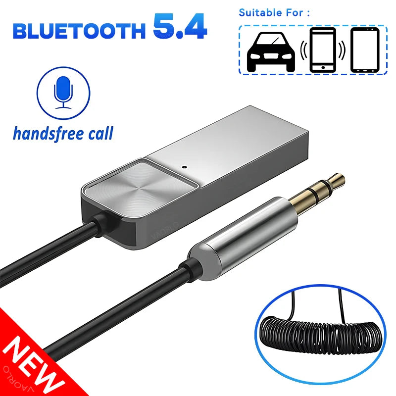 Upgrade Bluetooth 5.4 Audio Receiver Stereo Dongle USB To 3.5mm Jack Car Audio AUX Wireless Adapter With Mic For Car BT Transmit Oasis Select