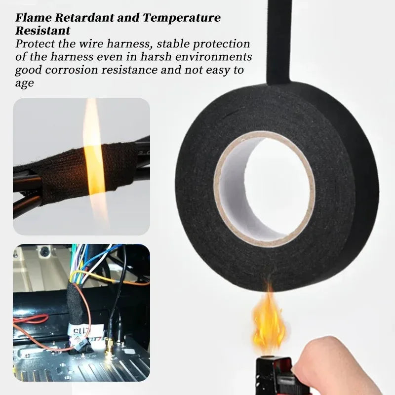 9/15/19/25MM Electrical Insulating Tape Heat Resistant Harness Tape Car Cable Harness Wiring Loom Protection Waterproof Tape Oasis Select