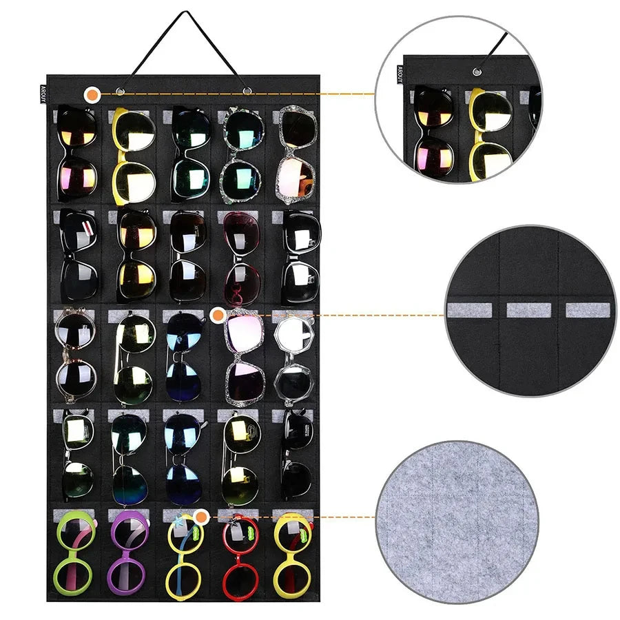 1Pc 15/25 Grids Glasses Organizer Storage Wall Hanging Bag Multifunctional Sunglasses Eyeglass Container Bag Foldable Oasis Select