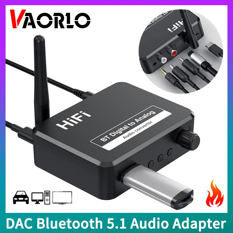 DAC Bluetooth 5.1 Audio Receiver Digital to Analog Converter 3.5mm AUX RCA L/R U-Disk Optical Stereo Hifi 2 in1 Wireless Adadper Oasis Select Default Title
