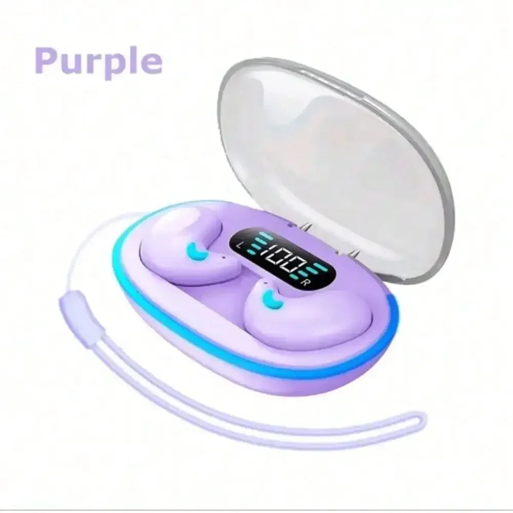 X55Pro Sleeping Bluetooth Earbuds Wireless Bluetooth Earphones Waterproof Hi-Fi Stereo Earpods with Mic Fro all smartphone Oasis Select purple