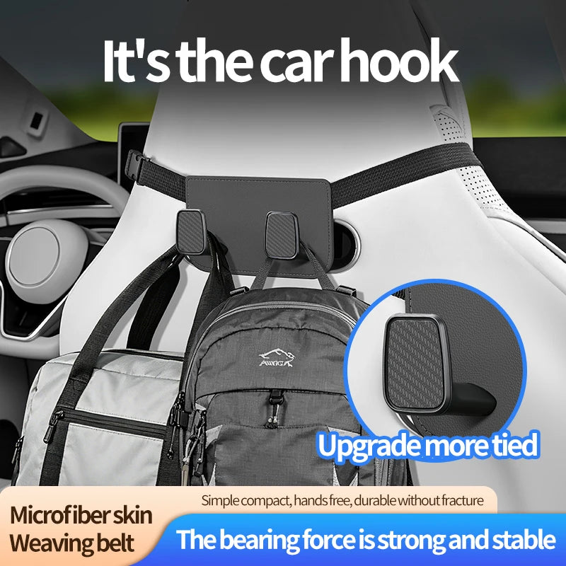 2-in-1 Car Headrest Hook & Phone Holder | Backseat Organizer
