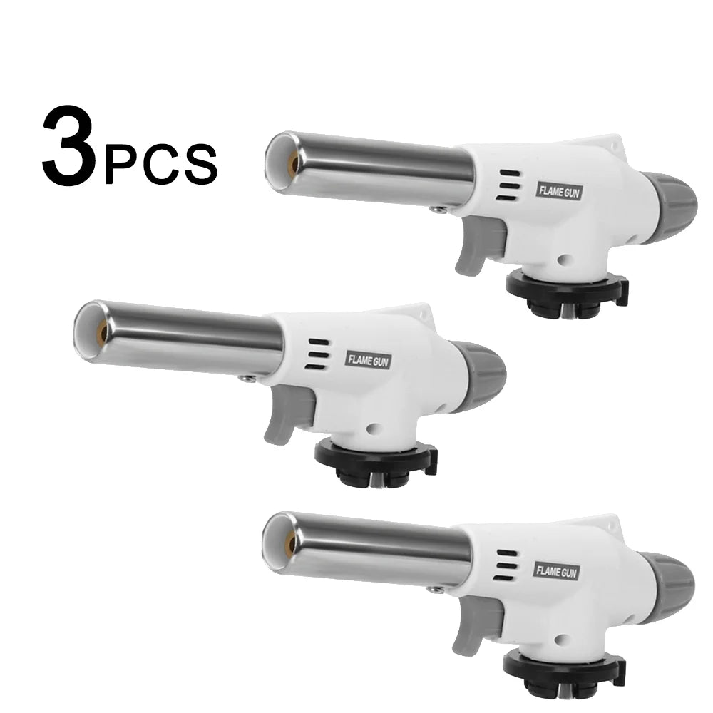 Multifunction Welding Gas Burner Flame Torch for BBQ Camping Cooking Lighter Heating - Portable Outdoor Welding Flame Gun Oasis Select WHITE