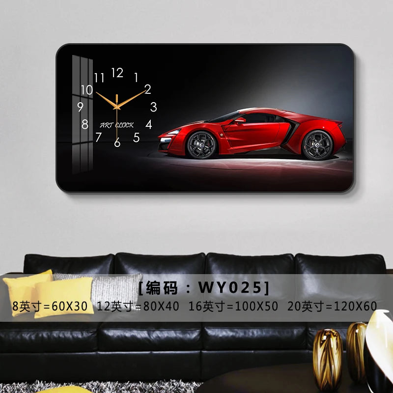 Car Clock Living Room Creative E-sports Room Silent Clock Auto Repair Beauty Shop Personality Art Decorative Painting Wall Clock Oasis Select WY025 80cm x 40cm