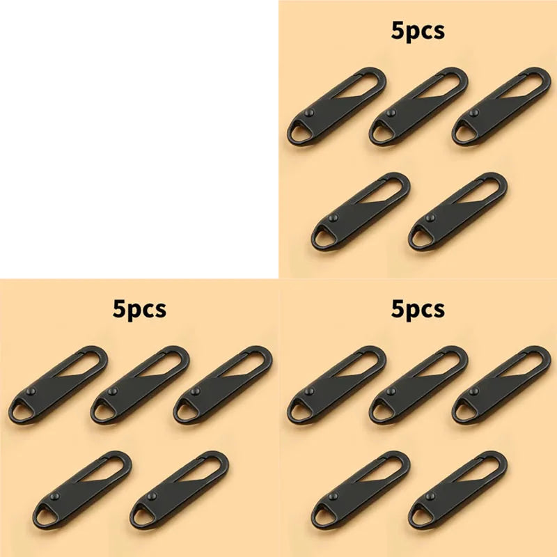 5/10/15/20pcs Universal Replacement Zipper Slider Metal Alloy Removal Zipper Puller Luggage Bag Zip Head DIY Craft Sewing Tool Oasis Select 15pcs Black