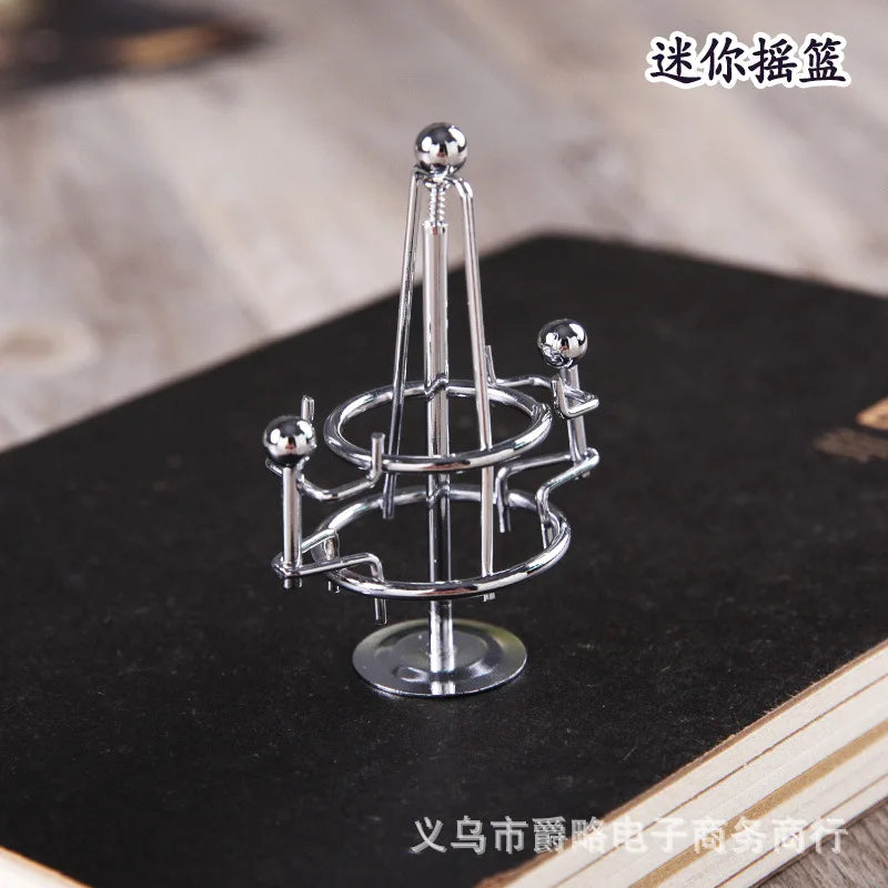 Mini Ironwork Balance Ironman, Stress-relieving Figurine, Untoppling Doll, Sports Metal Handicraft, Small Gift Oasis Select Cradle 2PCS