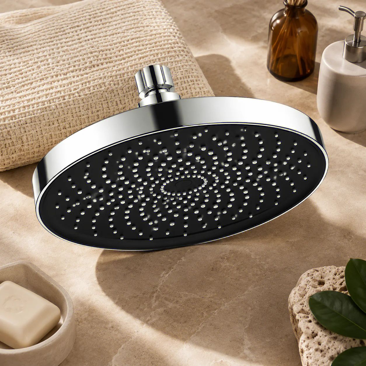 25cm Large Top Shower Head High Flow Pressurized Bathroom Single Sprayer for Home Use Oasis Select