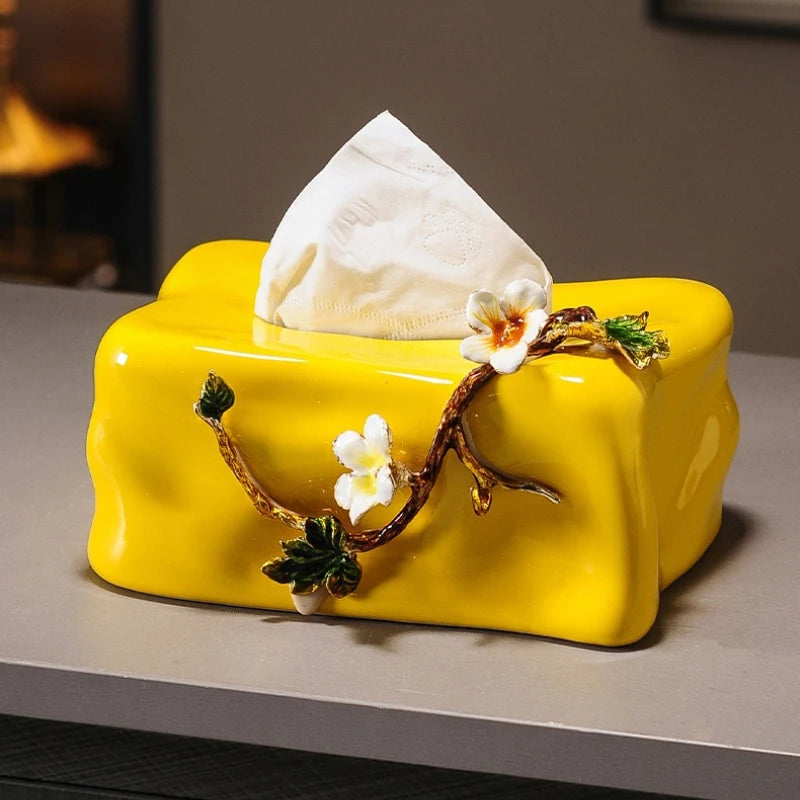 High End Ceramic Tissue Box Living Room Light Luxury Desktop Household Paper Drawer Box Study Decoration Ornament Oasis Select