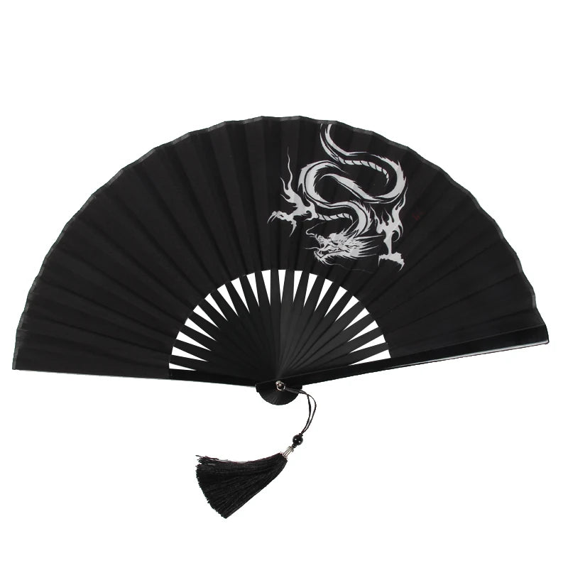 Ancient Folding Fan Black Dragon Fan Chinese Style Summer Hanfu Folding Fan Oasis Select