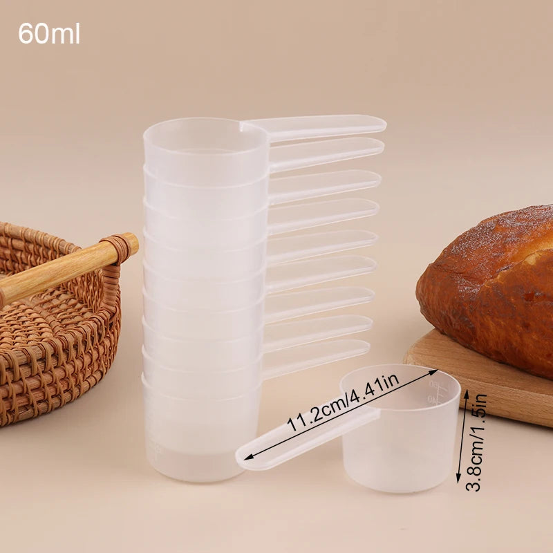 10Pcs 15/25/30/35g Transparent Plastic Milk Powder Spoon With ML Graduated Kitchen Baking Measuring Spoon Oasis Select 30g 60ml