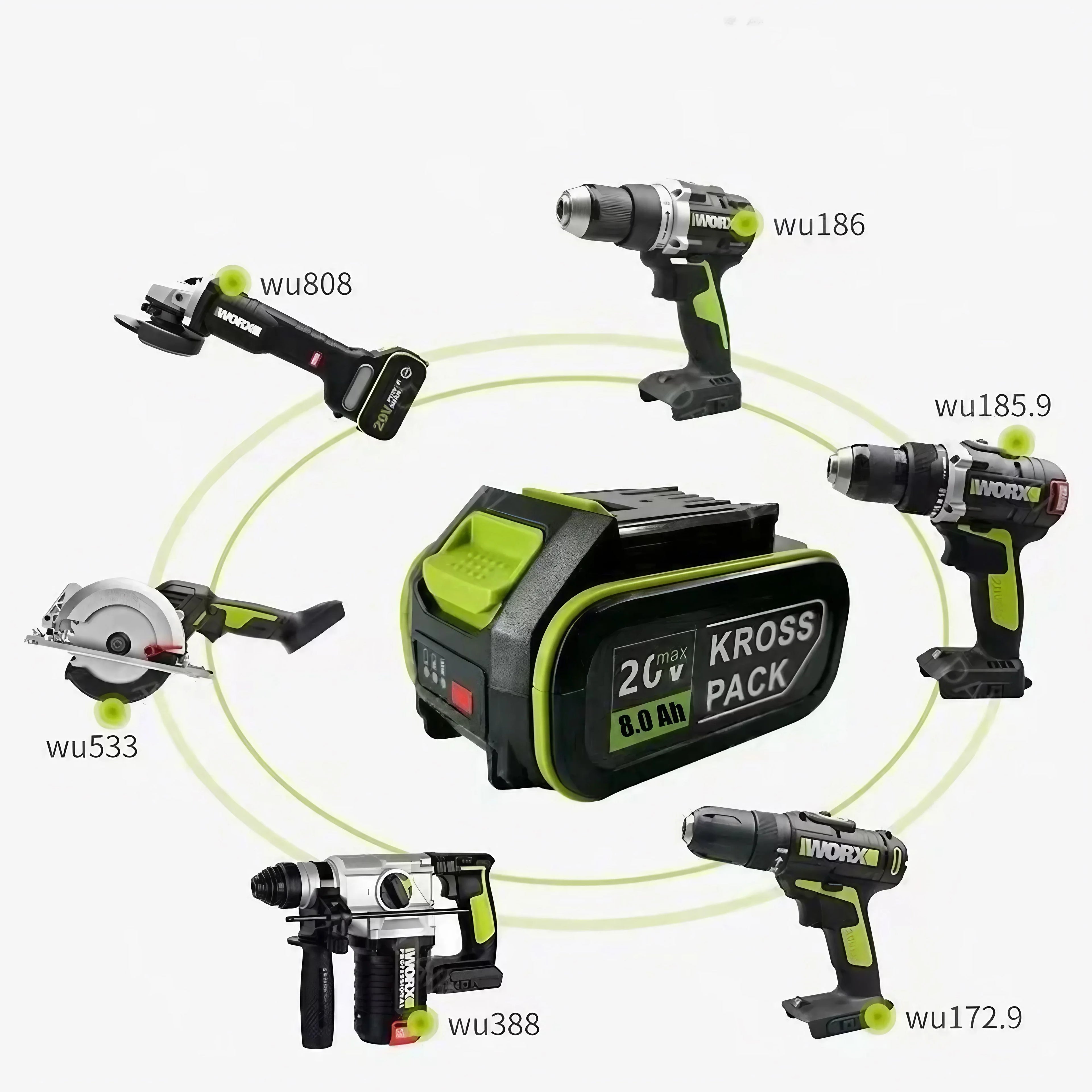 For WORX WA3520 6000mAh/8000mAh Li-ion Battery For dewalt tools for WORX 5pin WA3525 20V Cordless Power Tool Model Battery Oasis Select