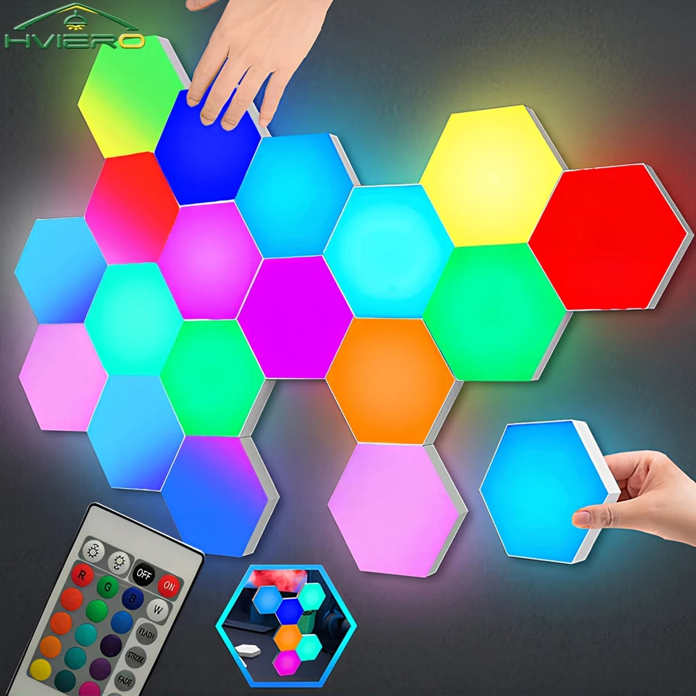 RGB Hexagon LED Wall Light – Touch & Remote Modular Honeycomb