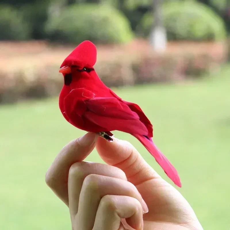 2PCS Handmade Simulation Parrot Creative Feather Lawn Figurine Ornament Animal Bird Garden Bird Prop Decoration Miniature Oasis Select