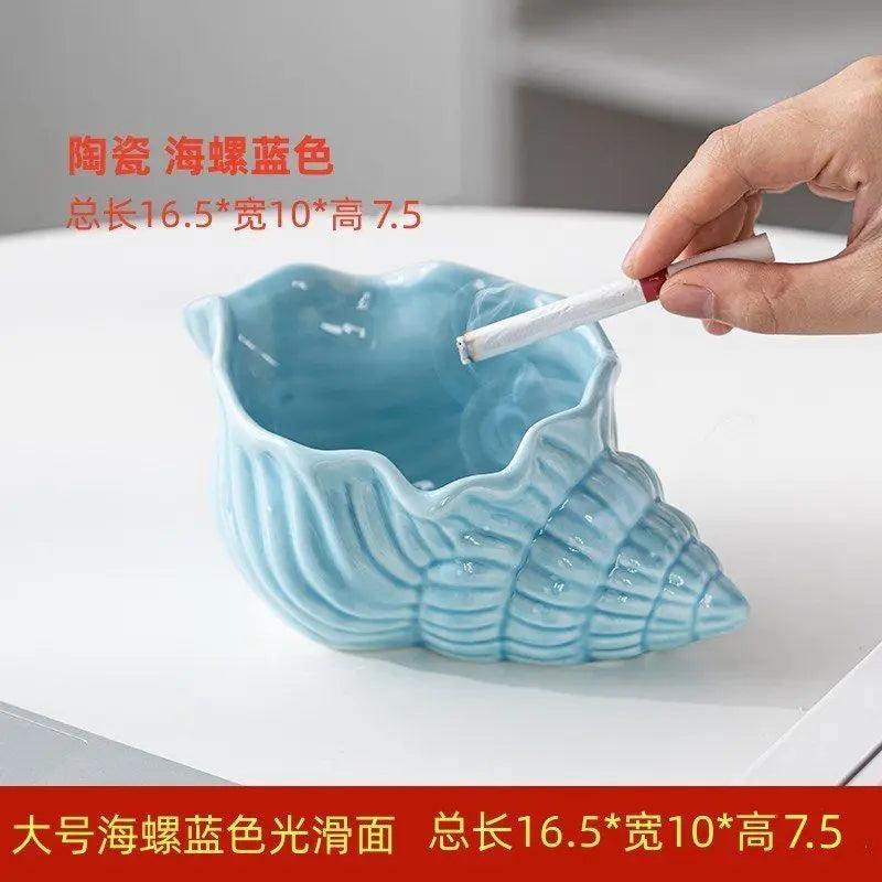 Romantic Ashtray Home Living Room Office Ceramic Conch Handicrafts Oasis Select L Blue Conch