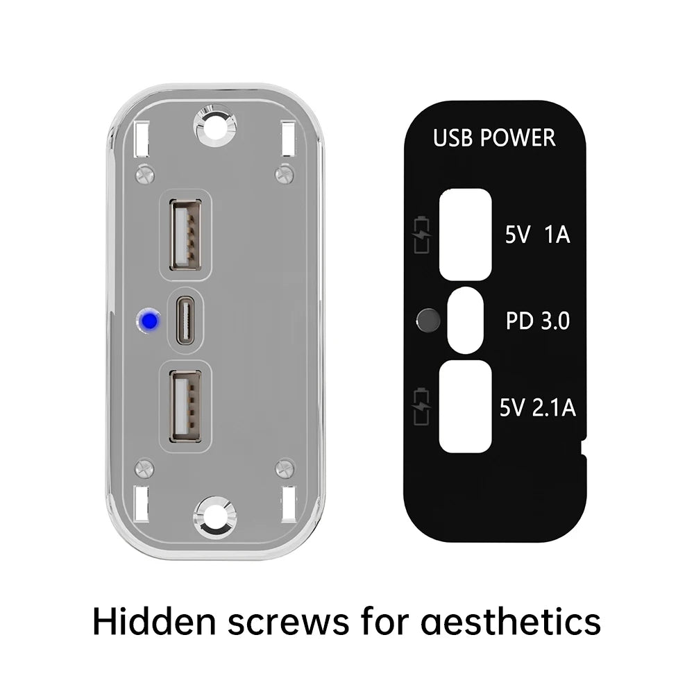 Quick Charger PD Dual USB Panel Car Charger Socket 3.1A 12V/24V USB Charger Outlet Power Adapter for Camper Caravan Accessories Oasis Select