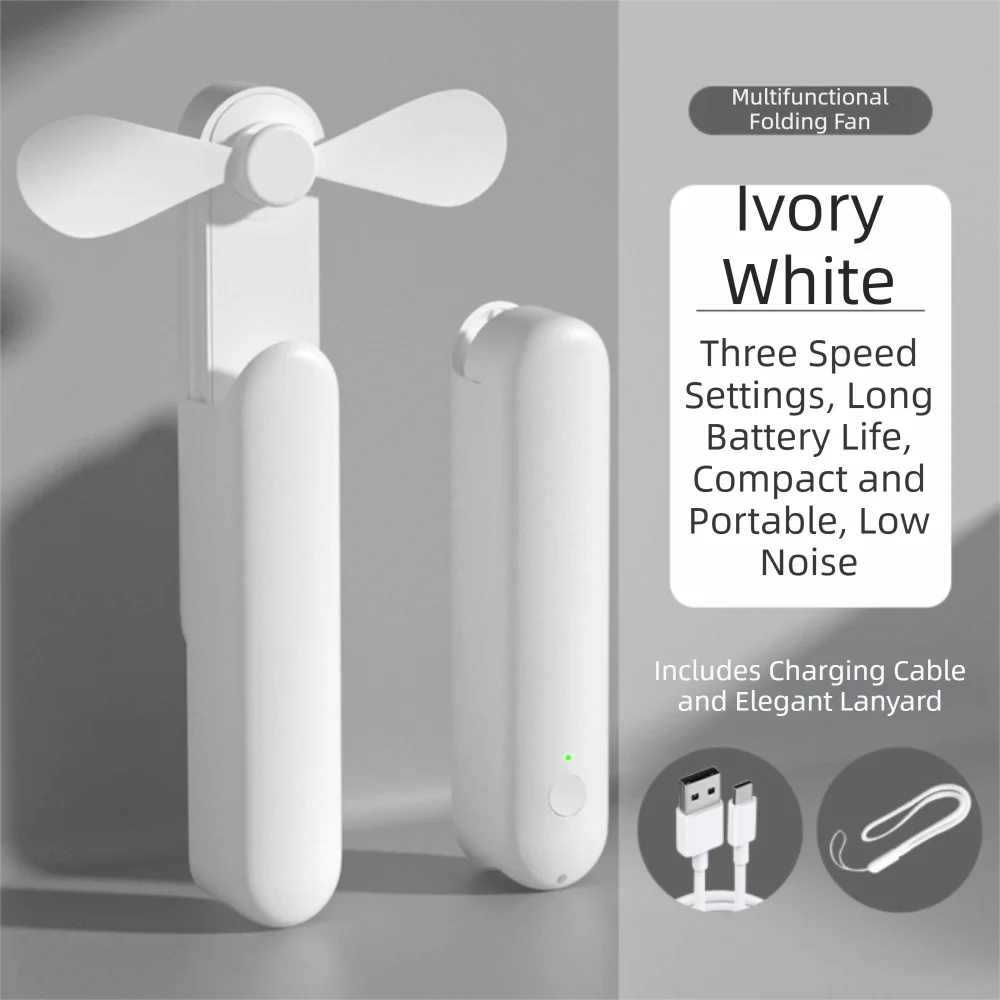Compact Body Retractable Handheld Fan USB Charging Flexible Design Mini Handheld Fan Lightweight Quiet Operation Portable Fan Oasis Select White