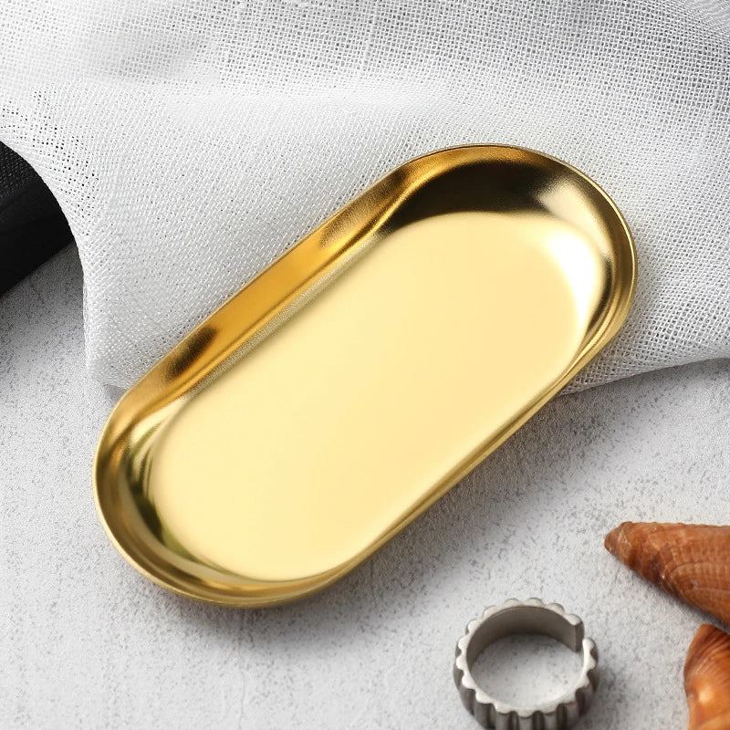 Stainless Steel Cosmetic Storage Tray False Nails Dish Tools Storage Tray Nail Art Equipment Plate Doctor Surgical Dental Tray Oasis Select Gold