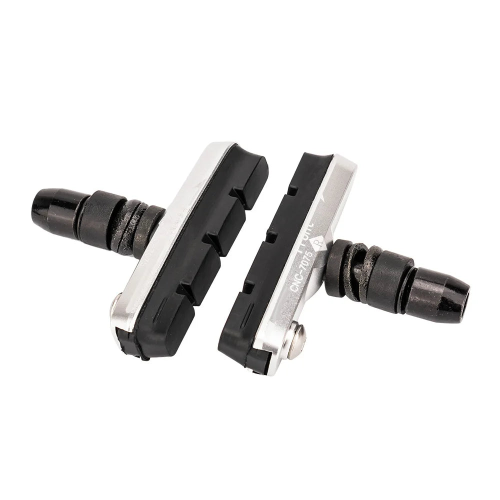 Premium Rubber + Aluminum Alloy VBrake Blocks Brake Pads for Bike Bicycle Cycle in Black Red Blue Gold Silver Purple Oasis Select Silver