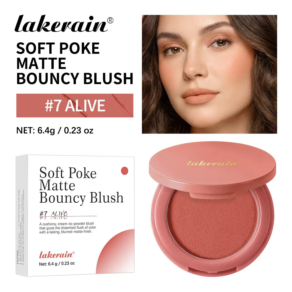 New Matte Blush Cream to Powder Cushiony Bouncy Texture Long Lasting Natural Flush Brightens Face Complexion Woman Makeup Oasis Select Color 7