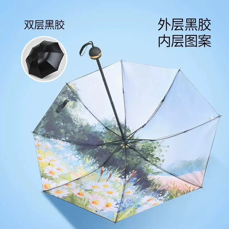 Sun Umbrella UV Protection Sunblock Double Sunshade Umbrella Both Rain and Shine Vinyl Umbrella Oasis Select 4