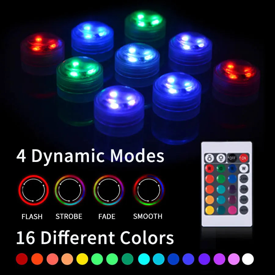 Submersible LED Lights with Remote Control RGB Changing Underwater Light Small Led Candle Light for Pool Party Wedding Decor Oasis Select