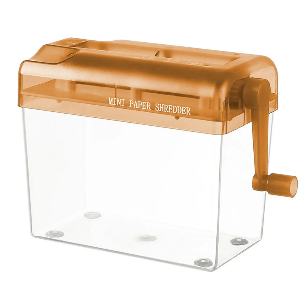 Portable Mini Manual Paper Shredder Transparent Hand Crank Paper Sharper Non-slip Base ABS Document Destroyer Bills Oasis Select Orange